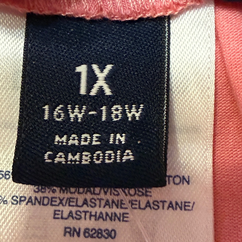 Lands End Womens 1X Colorblock Tiered Midi Skirt Pink Orange Cotton Modal NEW - Picture 5 of 9